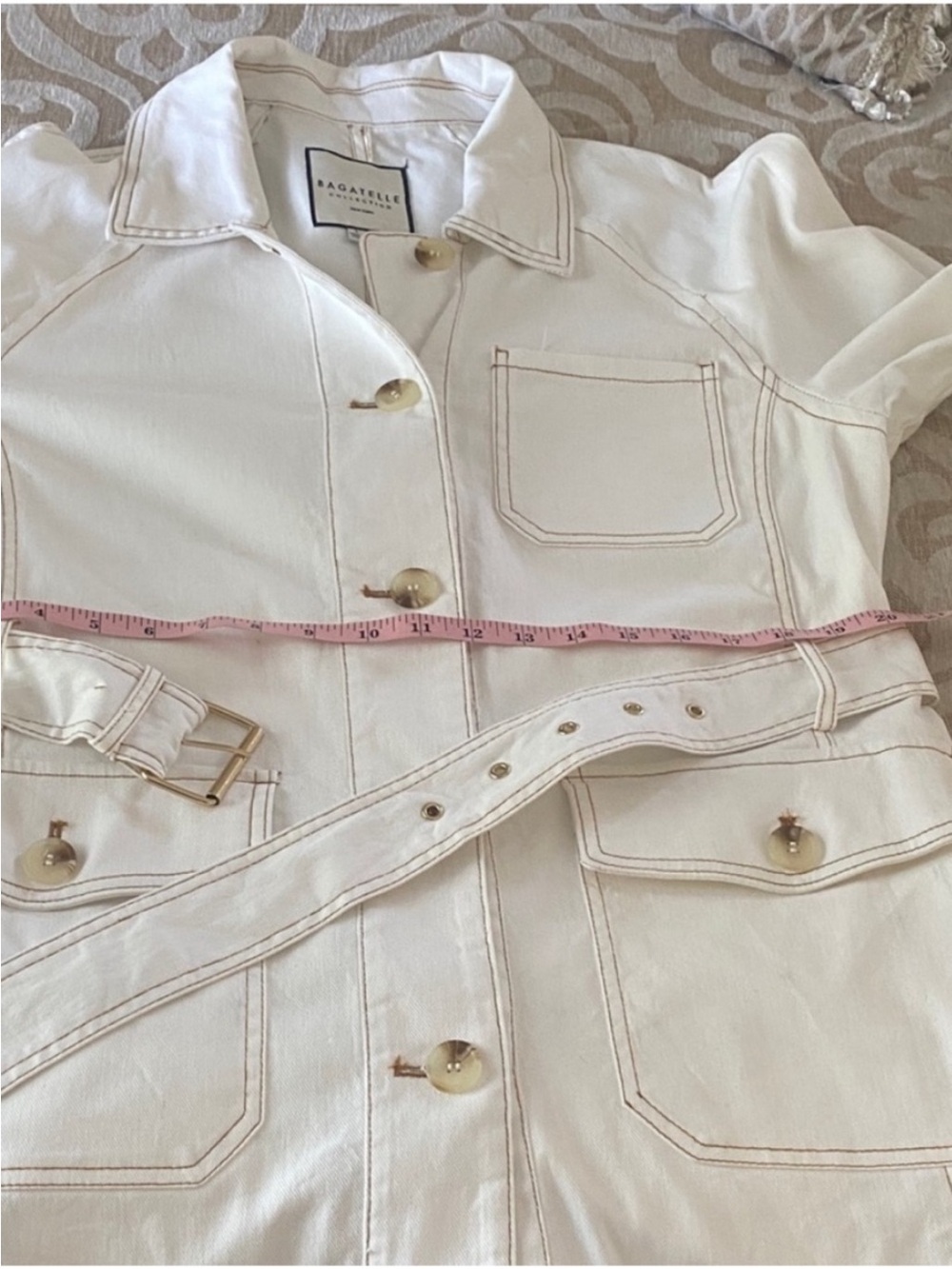 Bagatelle Belted Utility Jacket Cream Neutral Fall Coat - Picture 8 of 15